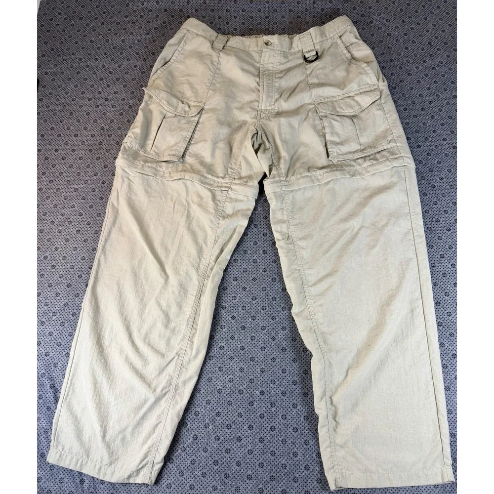 Columbia PFG Cargo Pants Mens L Convertible Hiking Outdoors Fishing Beige